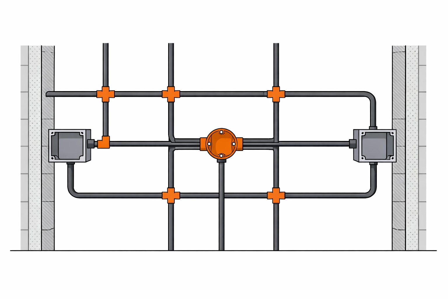 Darstellung von Leerrohren in der Wand für eine zukunftssichere Smart Home Installation.