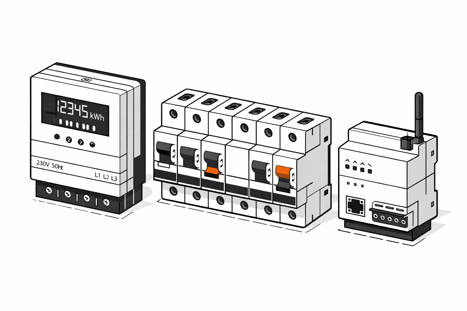 Smart-Meter und moderne Elektrotechnik-Komponenten für effiziente Wiener Haushalte.