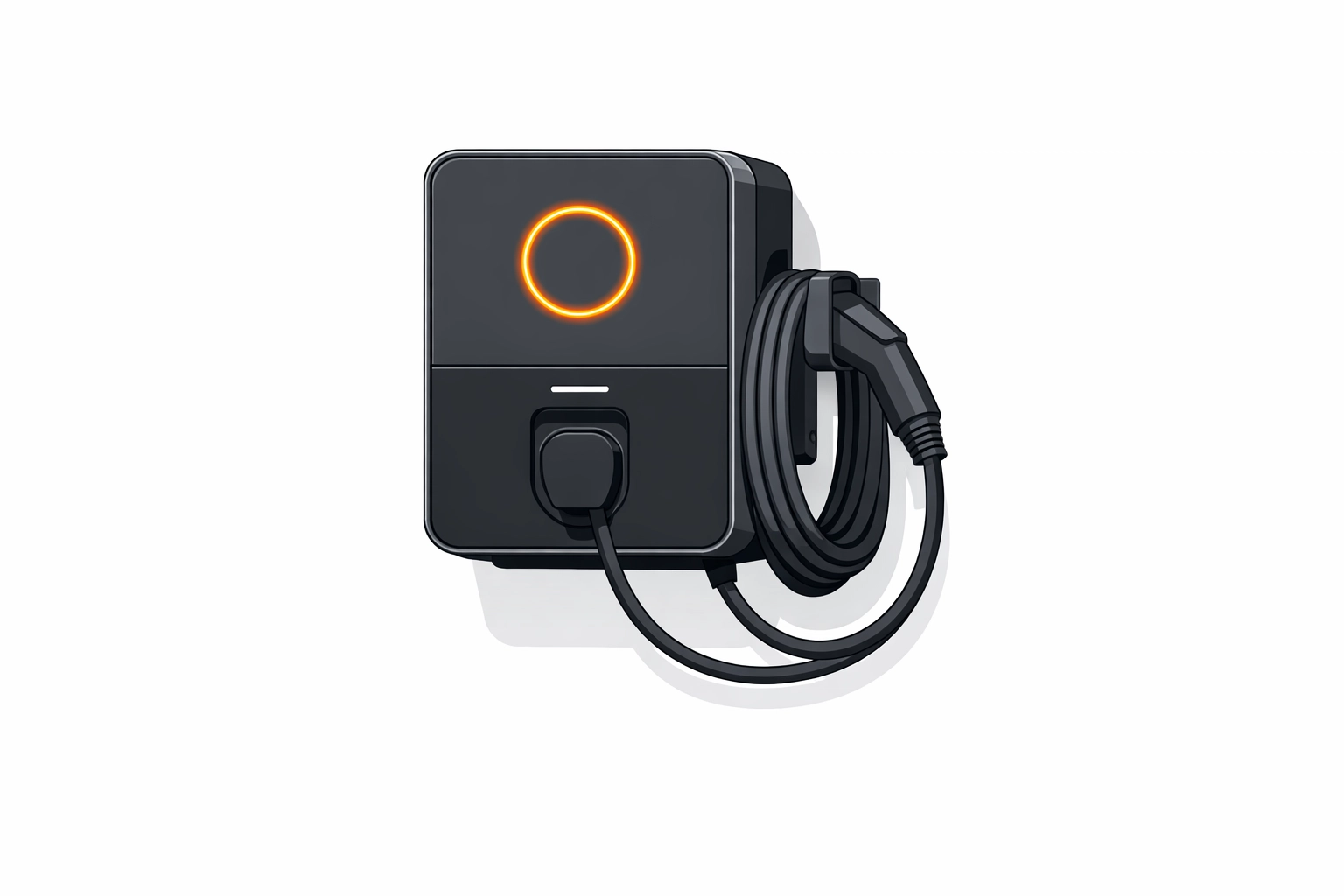 Moderne Wallbox-Ladestation für Elektroautos als Teil einer sicheren Hausinstallation