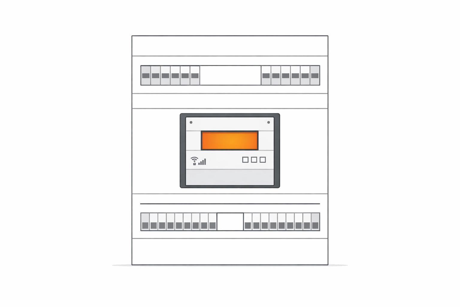 Digitaler Smart Meter im Zählerkasten zur Kontrolle der Photovoltaik-Einspeisung.