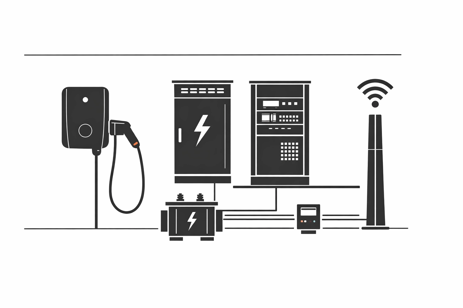 Moderne Wallbox-Ladestation für E-Autos als Teil professioneller Elektro-Infrastruktur in Wien.