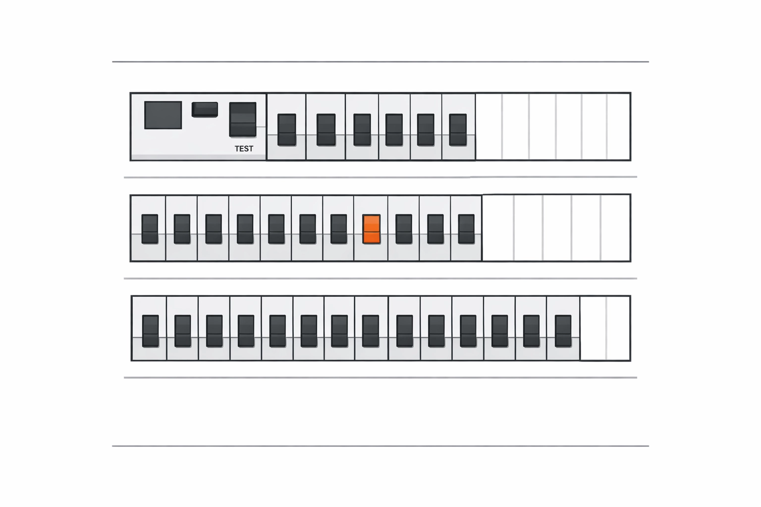 Sicherungskasten mit FI-Schutzschalter für die E-Befund Überprüfung in Wien.