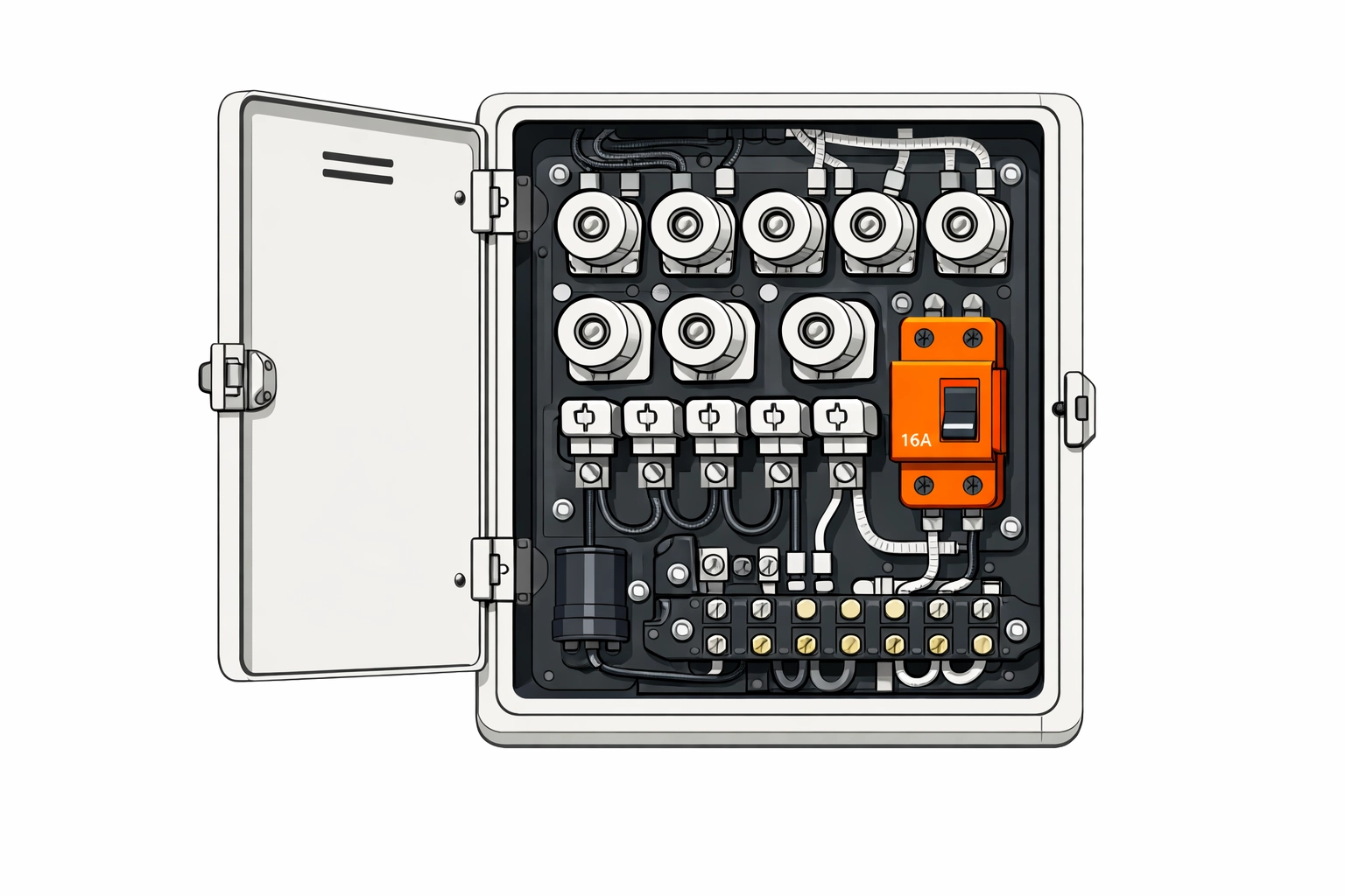 Technischer E-Befund Wien: Alter Sicherungskasten mit moderner Sicherung im Altbau.