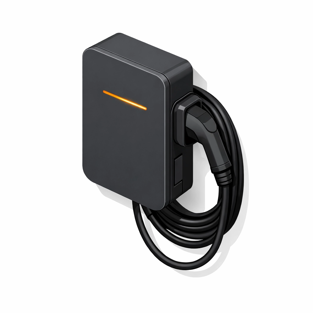 Moderne 11kW Wallbox Ladestation für Elektroautos in Wien fachgerecht an der Wand montiert.