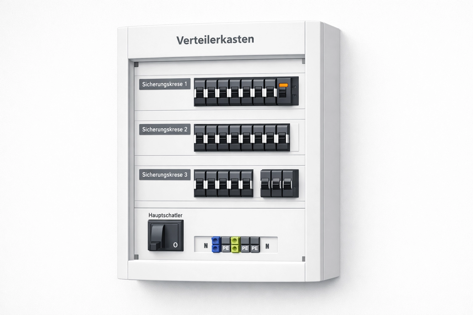Moderner Verteilerkasten einer Elektrofirma Wien – organisierte Sicherungen und professionelle Installation