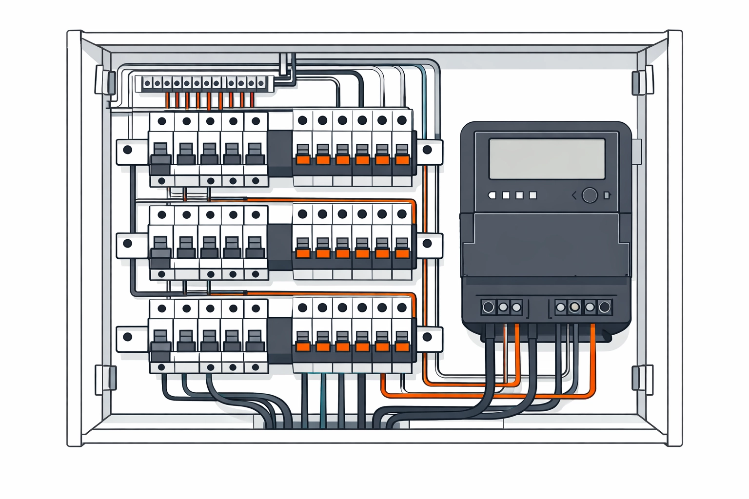 Moderner Verteilerkasten Umbau mit Smart Meter für PV Anlage Installation in Wien.