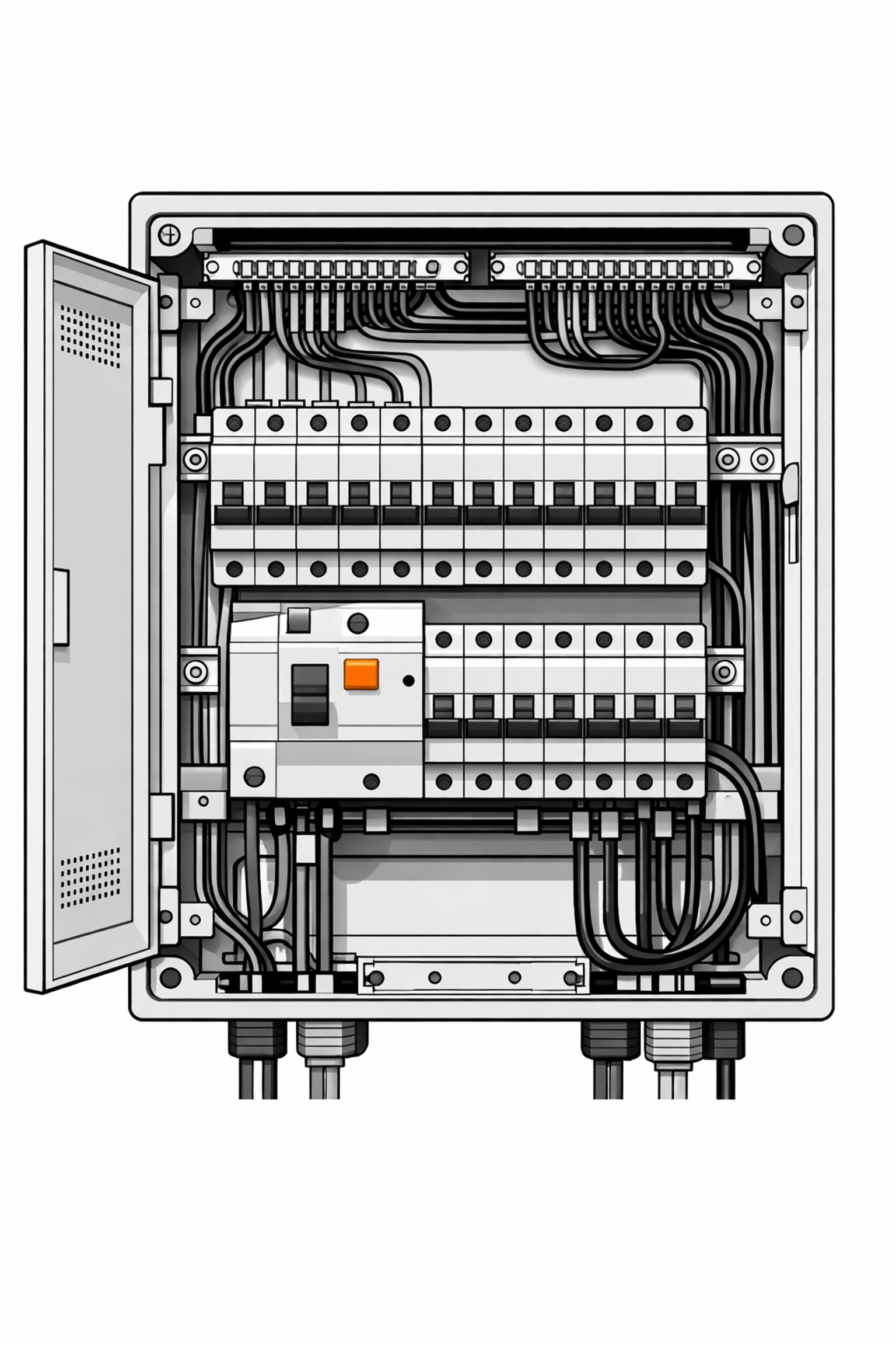 Sicherungskasten mit fachgerechter Verdrahtung für maximale Elektrosicherheit.