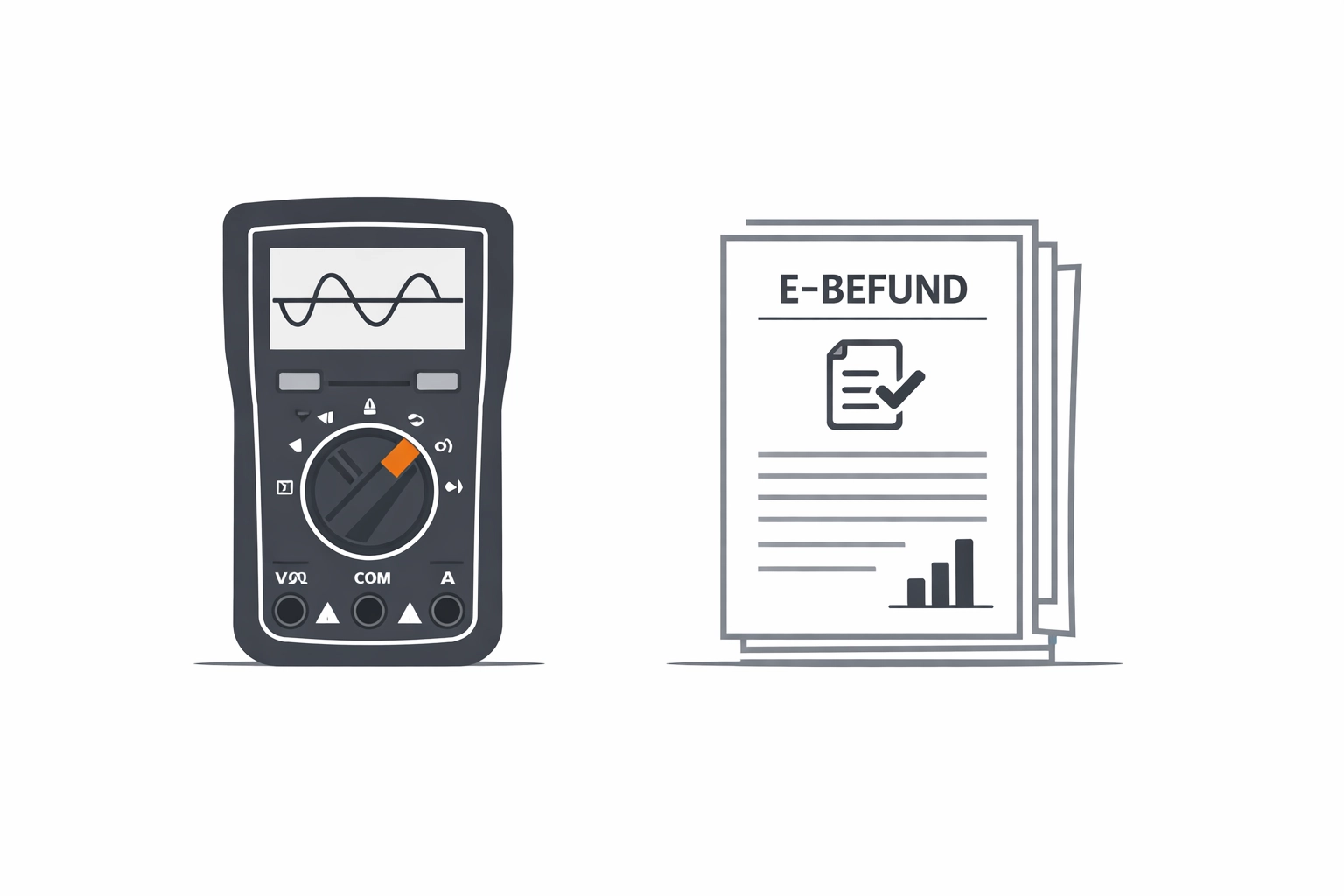 Digitales Messgerät und E-Befund-Dokumente für die zertifizierte Überprüfung der Elektrik.