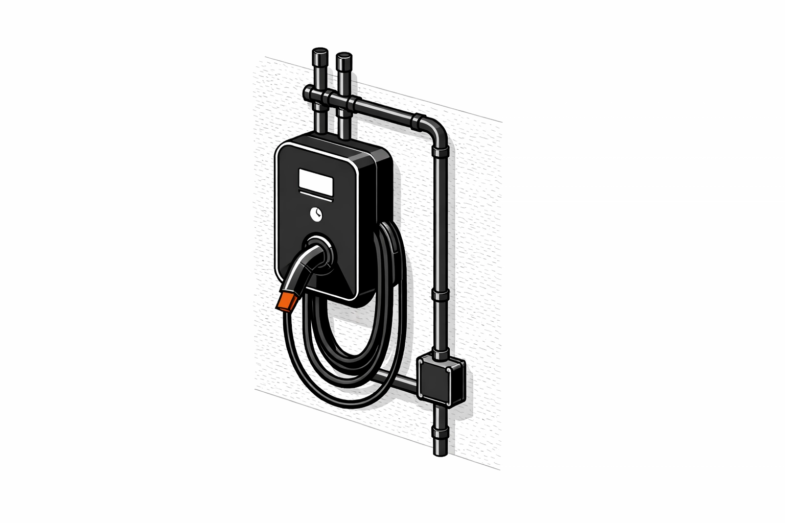 Moderne Wallbox Installation mit professioneller Leitungsführung durch Elektro-Zentrum.