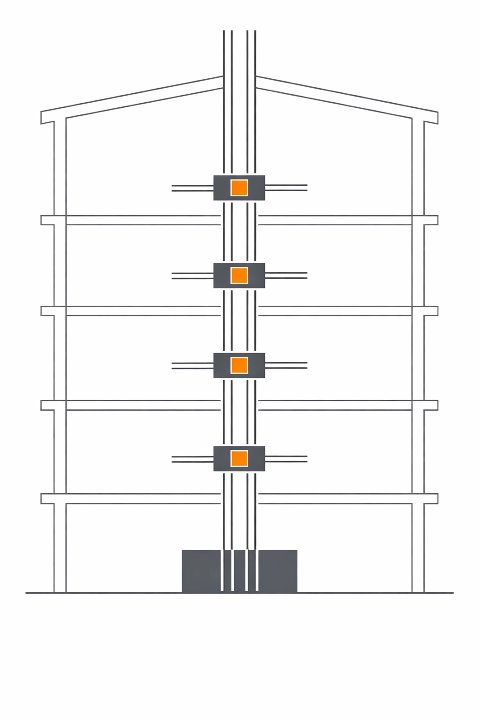 Schematische Steigleitung in einem Wohnhaus für den schnellen Elektro-Service in Wien