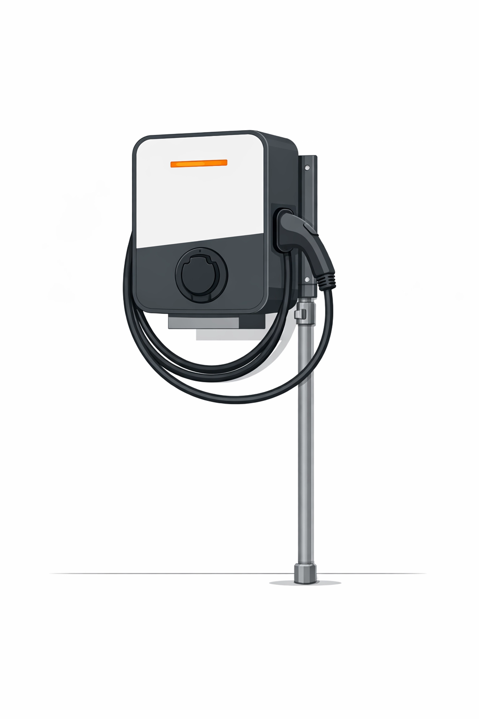 Minimalistische Wallbox Ladestation für E-Autos integriert in die Haus-Elektroinstallation.