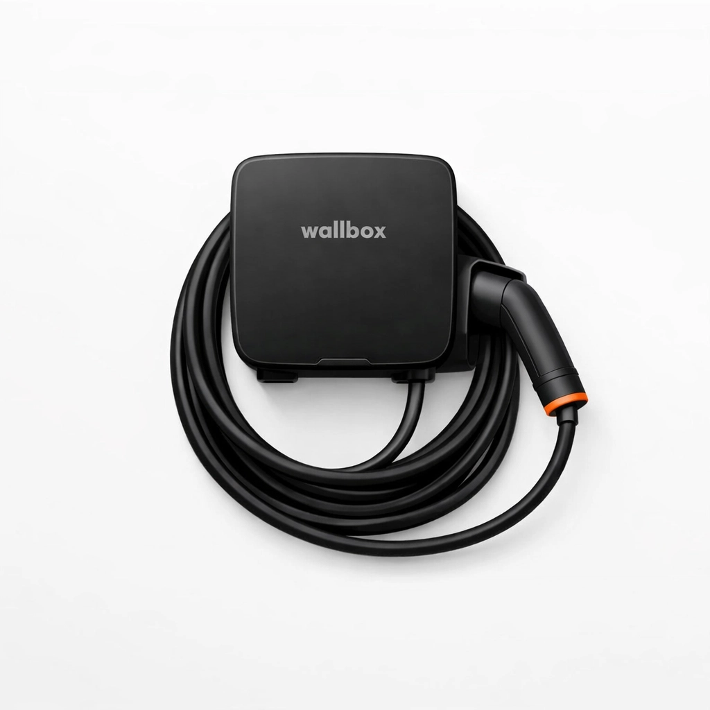 Moderne Wallbox Ladestation für E-Autos integriert in ein Wiener PV-System