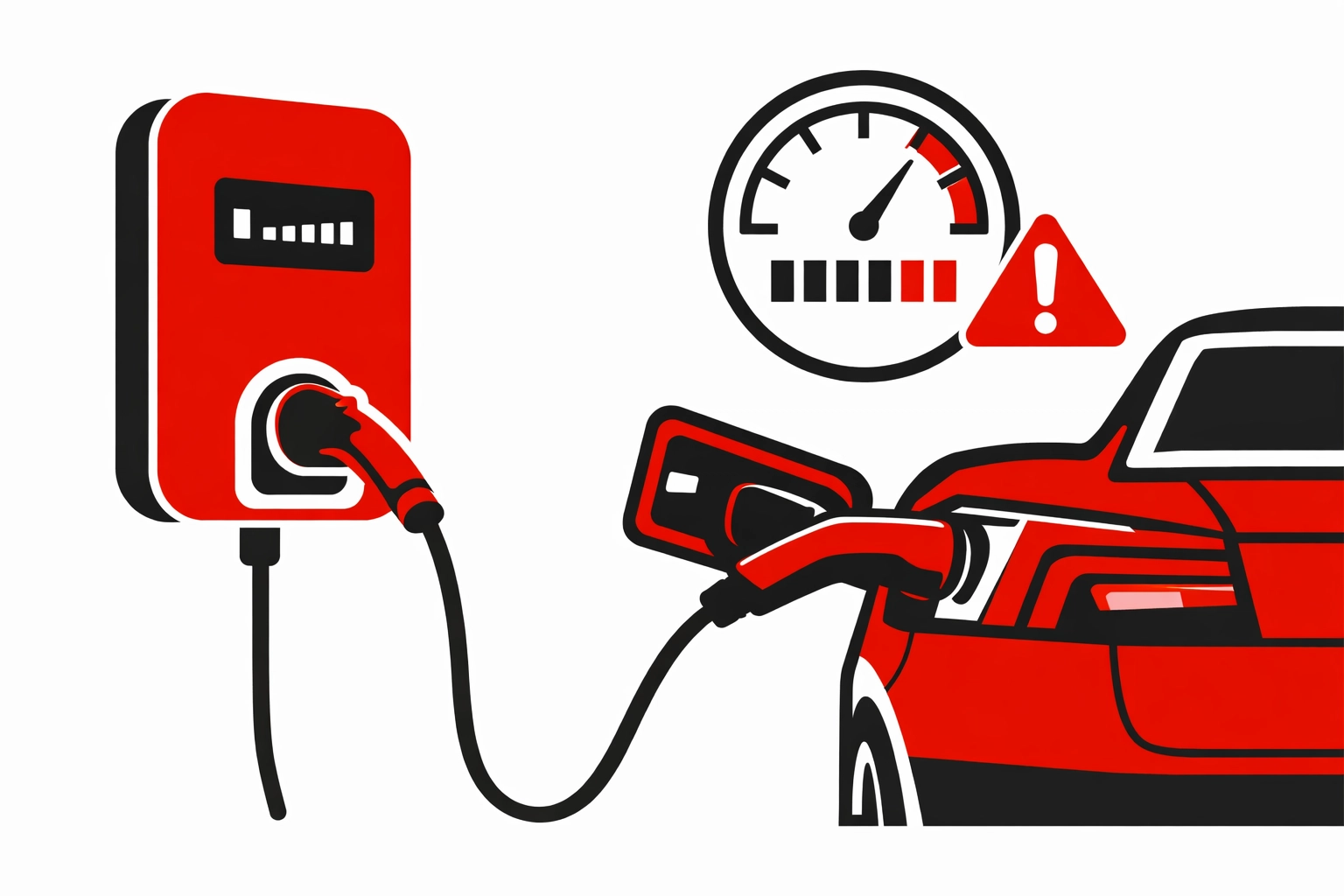 CI-Illustration Elektro-Zentrum: Wallbox + E‑Auto + Lastanzeige (Überlast-Risiko)