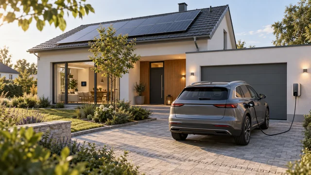 KI-Planungsbild für Elektroauto, Wallbox und Smart Home