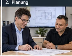 Besprechung der Wärmepumpenplanung am Tisch