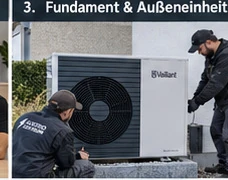 Aufstellung der Wärmepumpen-Außeneinheit neben der Hauswand