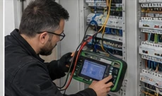 Elektrische Messung am Verteiler mit einem Prüfgerät