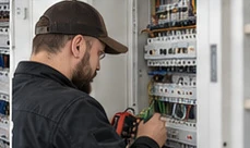 Prüfung der Bauteile und Anschlüsse im Elektroverteiler