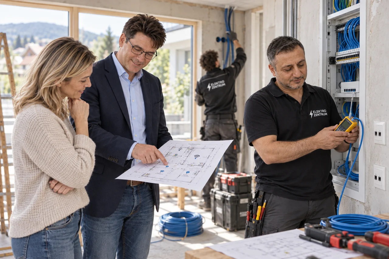 Netzwerkplanung anhand von Bauplänen und Prüfung am Verteiler