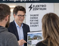 Beratung zur Photovoltaikanlage anhand eines Tablets