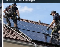 Montage von Photovoltaikmodulen auf einem Ziegeldach