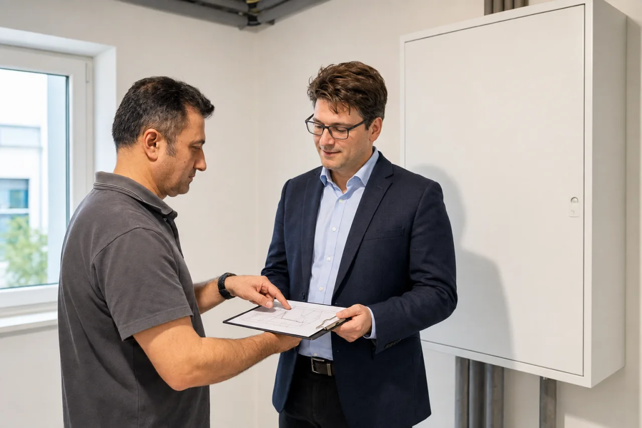 Christian Klaghofer und Hamza Aslan bei der Projektabstimmung