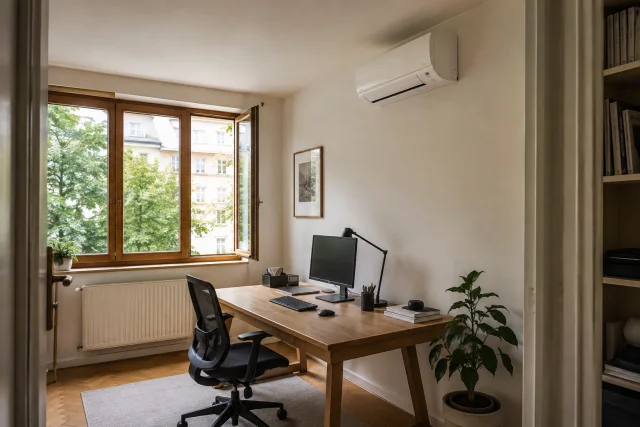 Klimaanlage in einem hellen Arbeitszimmer