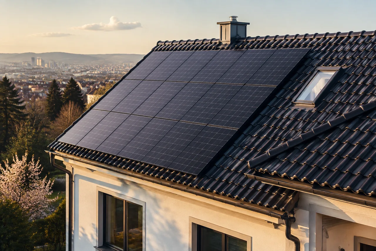 Photovoltaik – neu visualisiertes Elektro-Zentrum-Themenmotiv