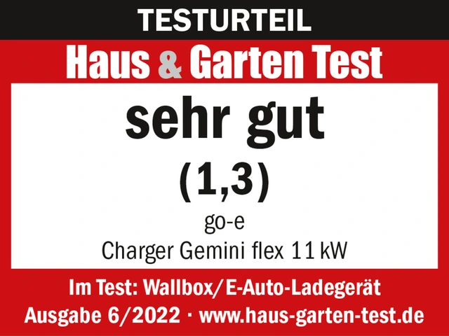 Haus & Garten Test: sehr gut (1,3), go-e Charger Gemini flex 11 kW, Ausgabe 6/2022