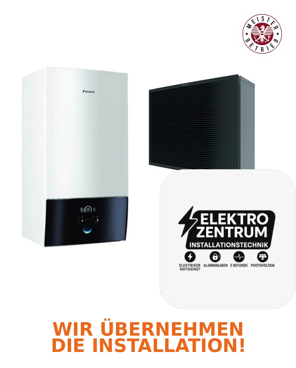 Wärmepumpe Daikin Altherma 3 H HT W 12kW ETBH16E9W7 + EPRA16DW17 - nur Heizung