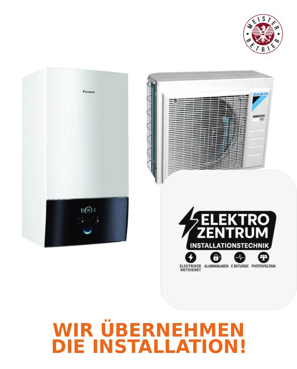Wärmepumpe Daikin Altherma 3 R W 6kW EHBX08E9W + ERGA06EVA - Heizung & Kühlung