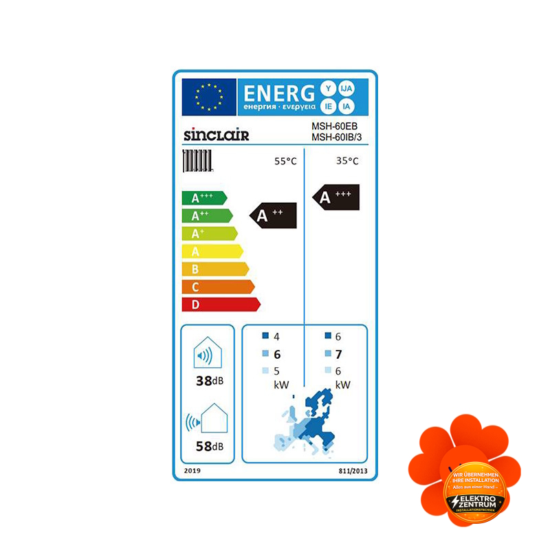 Wärmepumpe Sinclair S-Therm Yukon 6kW MSH-60IB/3 + MSH-60EB - Heizen und Kühlen