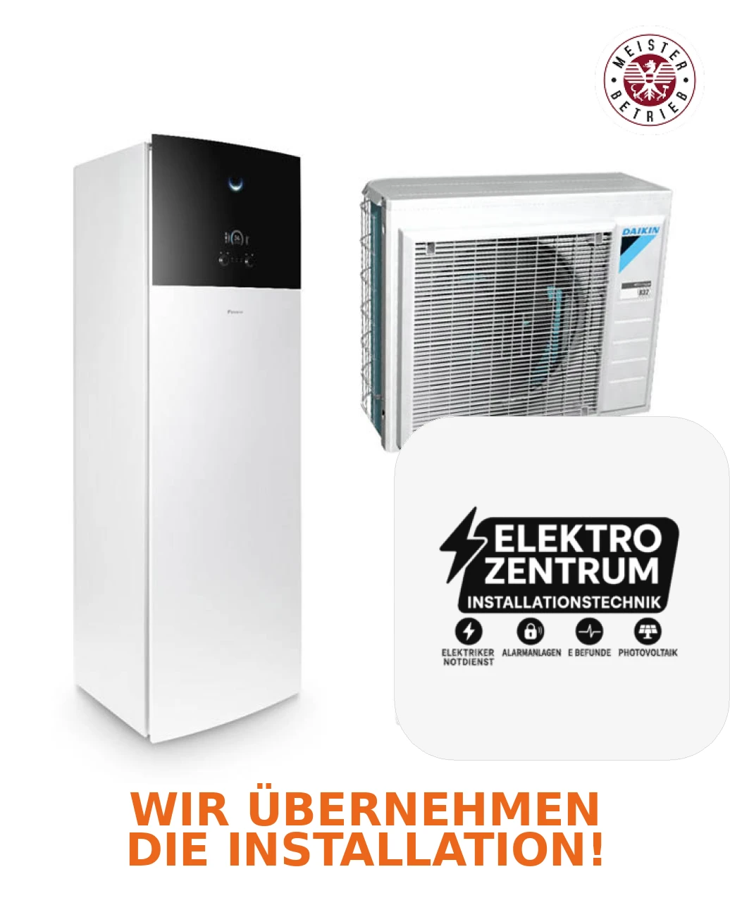 Wärmepumpe Daikin Altherma 3 R F 6kW EHVZ08S23E9W + ERGA06EVA – Zweizonenheizung