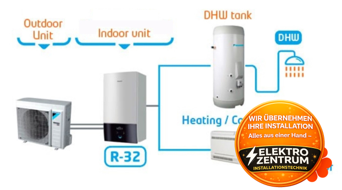 Wärmepumpe Daikin Altherma 3 R W 16kW EBBX16D9W + ERLA16DW1 - Heizung & Kühlung