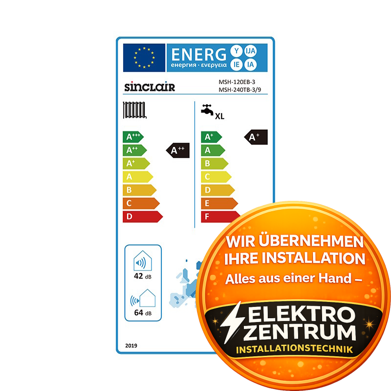 Wärmepumpe Sinclair S-Therm Yukon 12kW MSH-240TB-3/9 + MSH-120EB-3 - Heizen und Kühlen