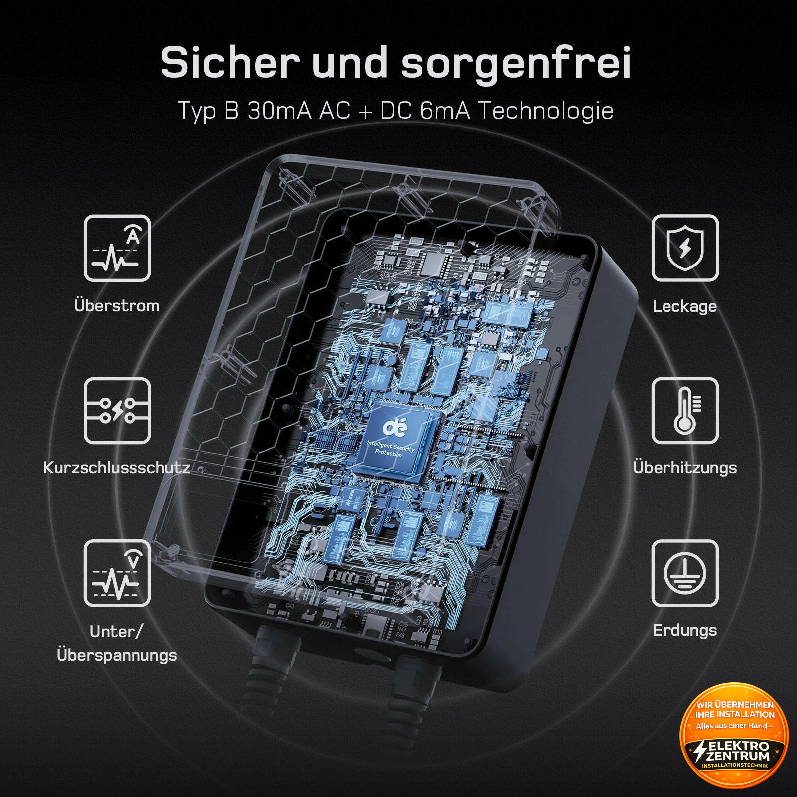 dé Wallbox 11 kW Typ 2 mit App & RFID mit 10m Ladekabel