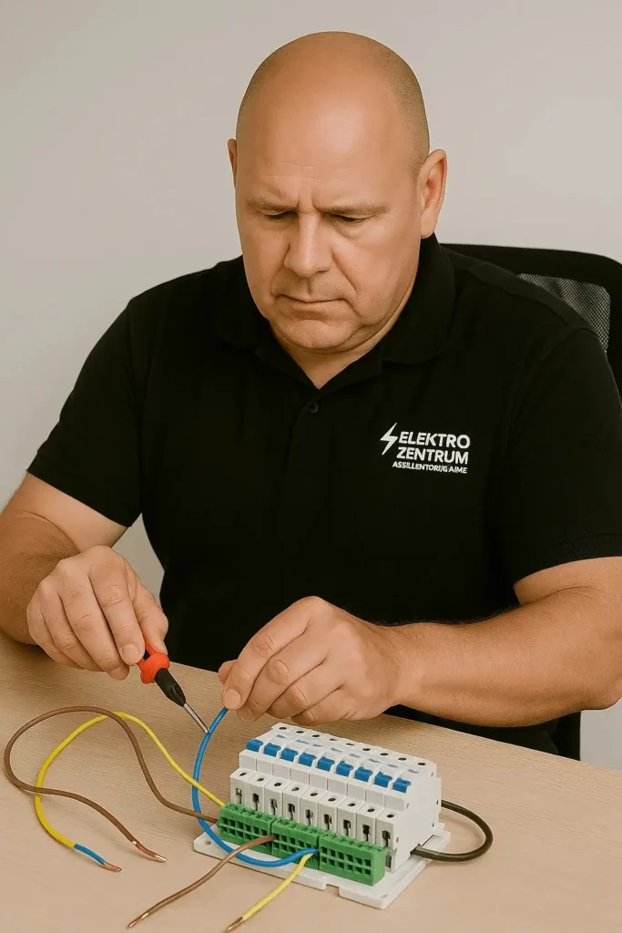 Elektroinstallation am Verteilerblock